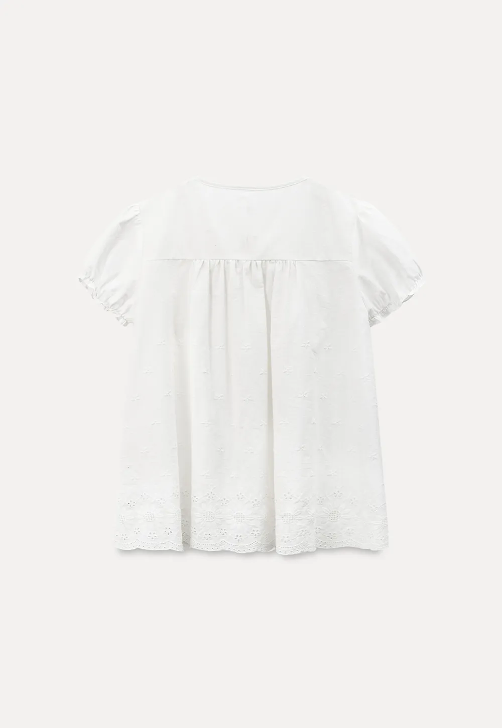 Lace Trim Puff Sleeve Blouse