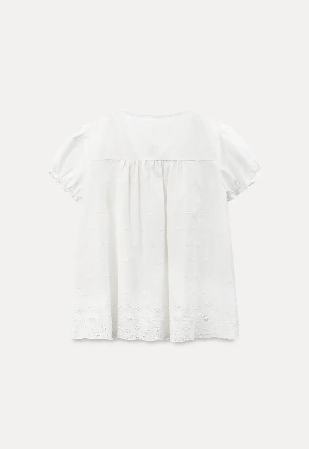 Lace Trim Puff Sleeve Blouse