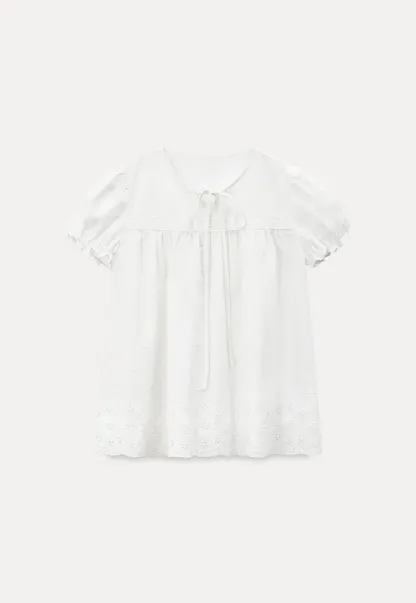 Lace Trim Puff Sleeve Blouse