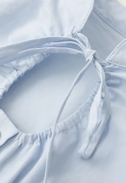 Stand Collar Puff Sleeve Button Front Shirt