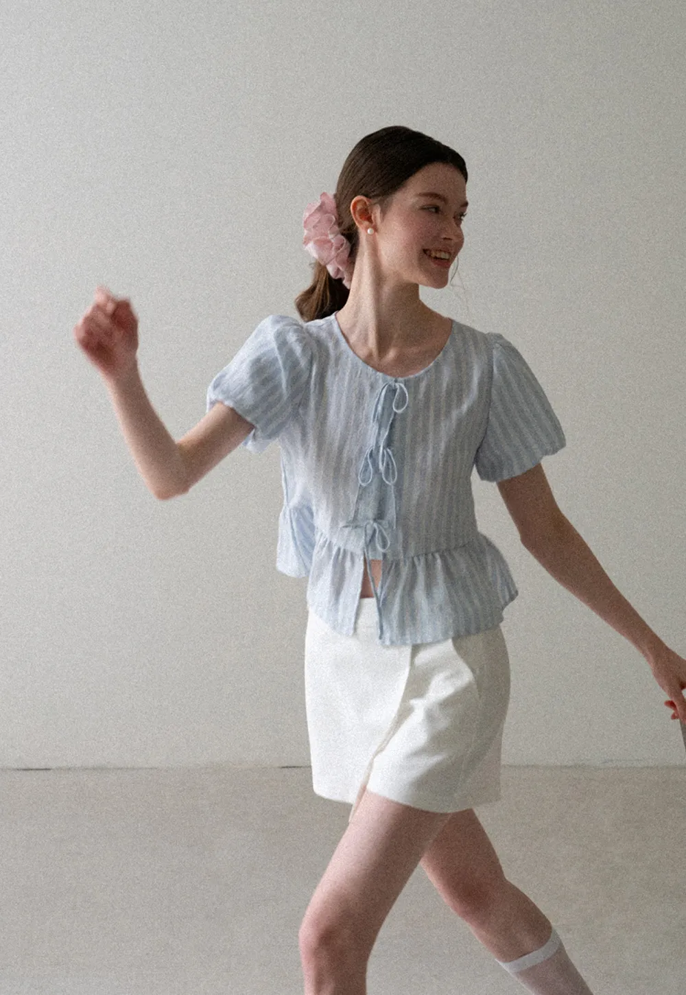 Puff Sleeve Ruched Front Shirt
