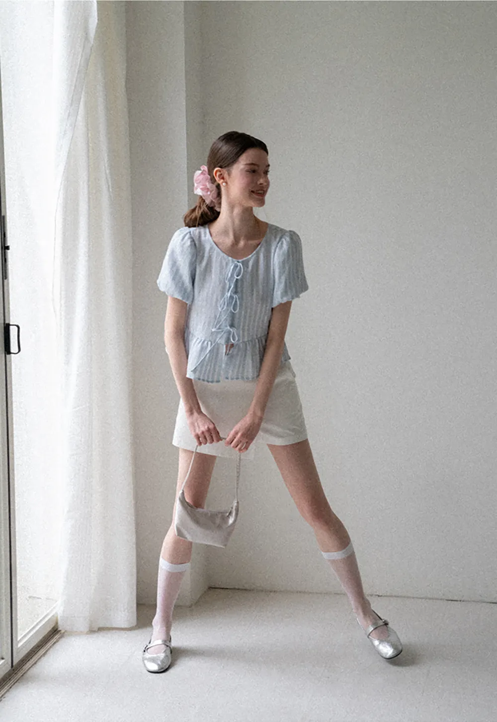 Puff Sleeve Ruched Front Shirt