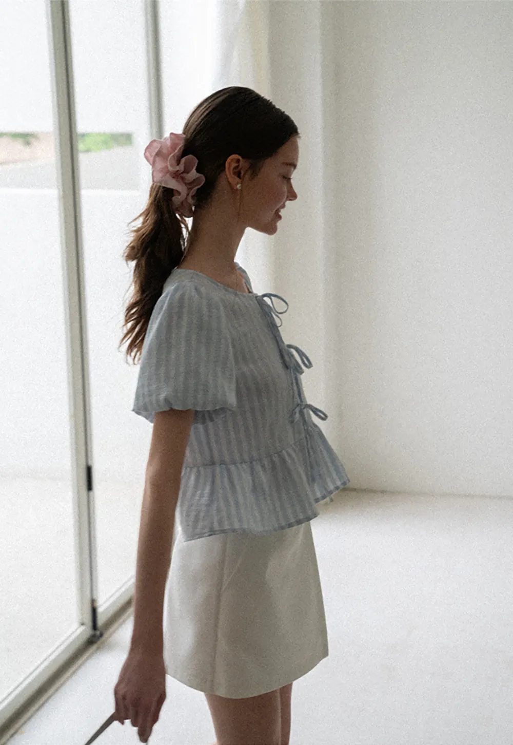 Puff Sleeve Ruched Front Shirt