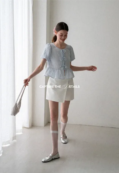Puff Sleeve Ruched Front Shirt