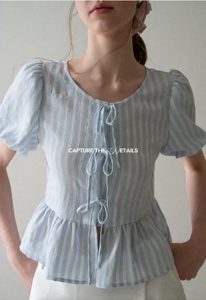 Puff Sleeve Ruched Front Shirt