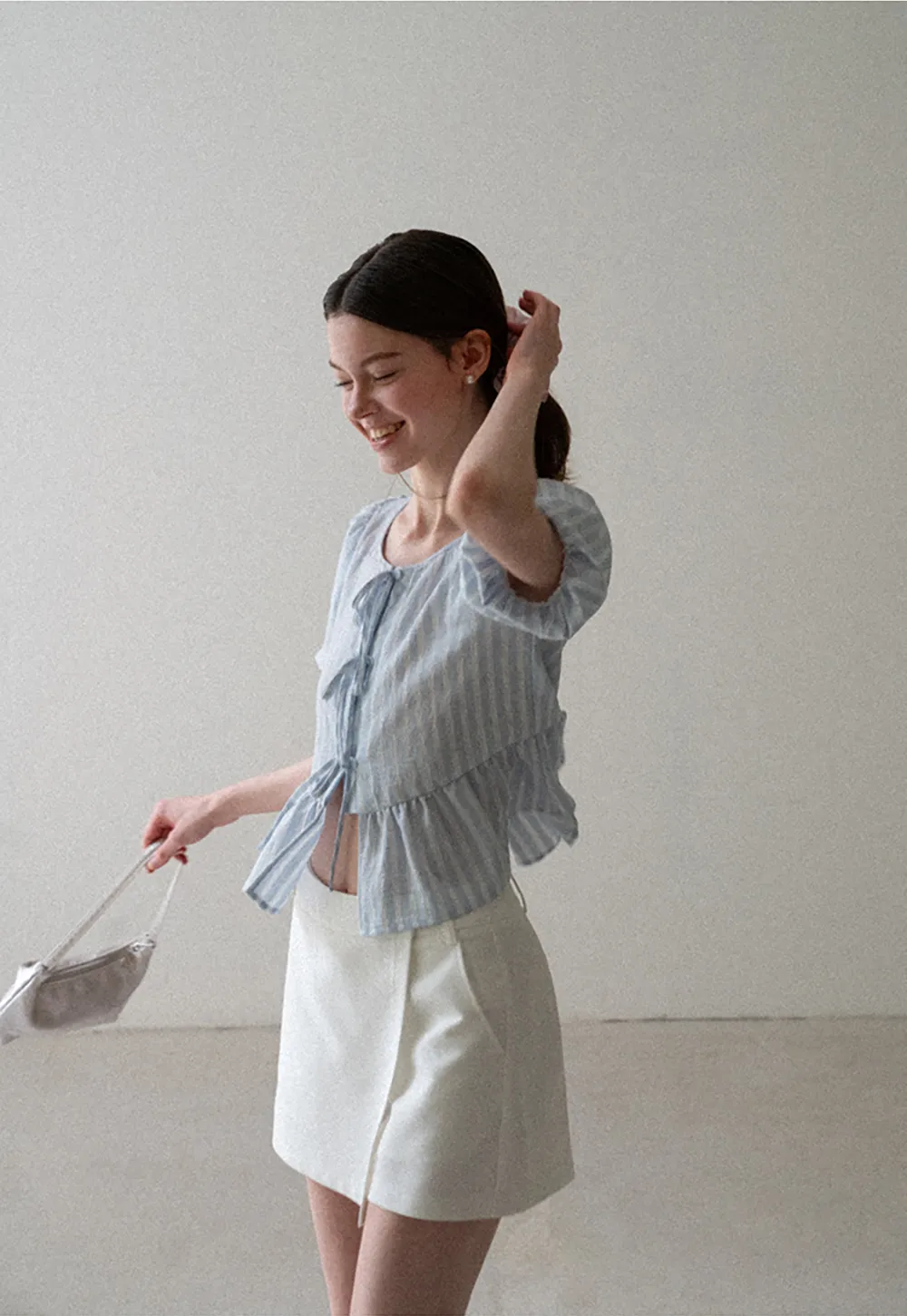 Puff Sleeve Ruched Front Shirt