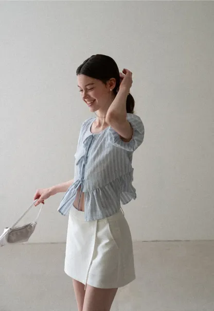 Puff Sleeve Ruched Front Shirt