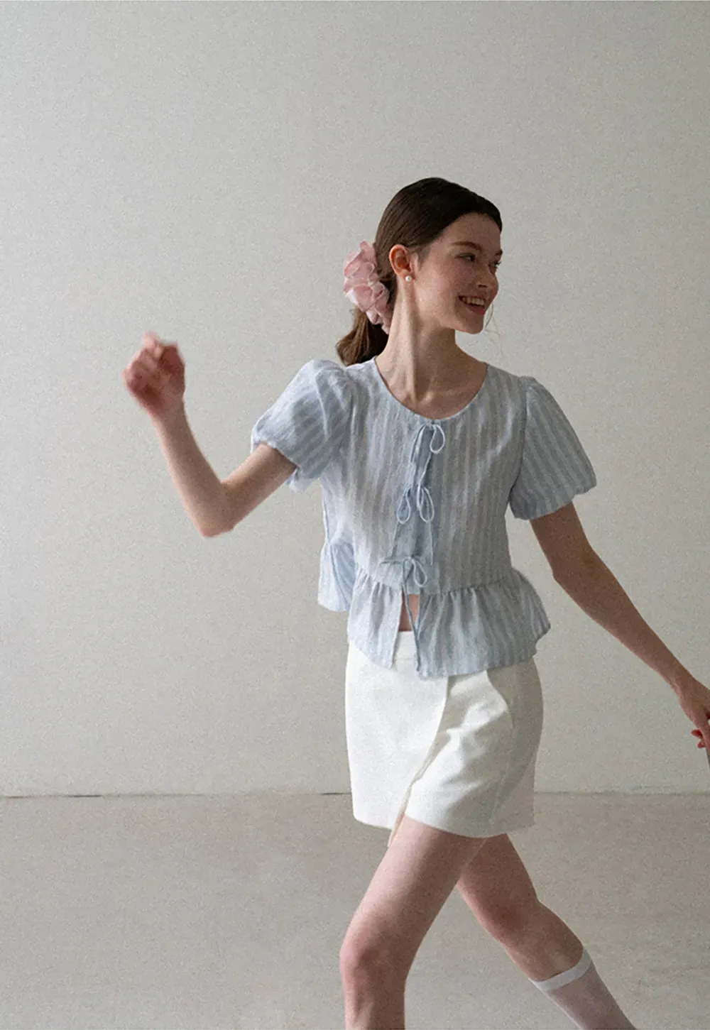 Puff Sleeve Ruched Front Shirt