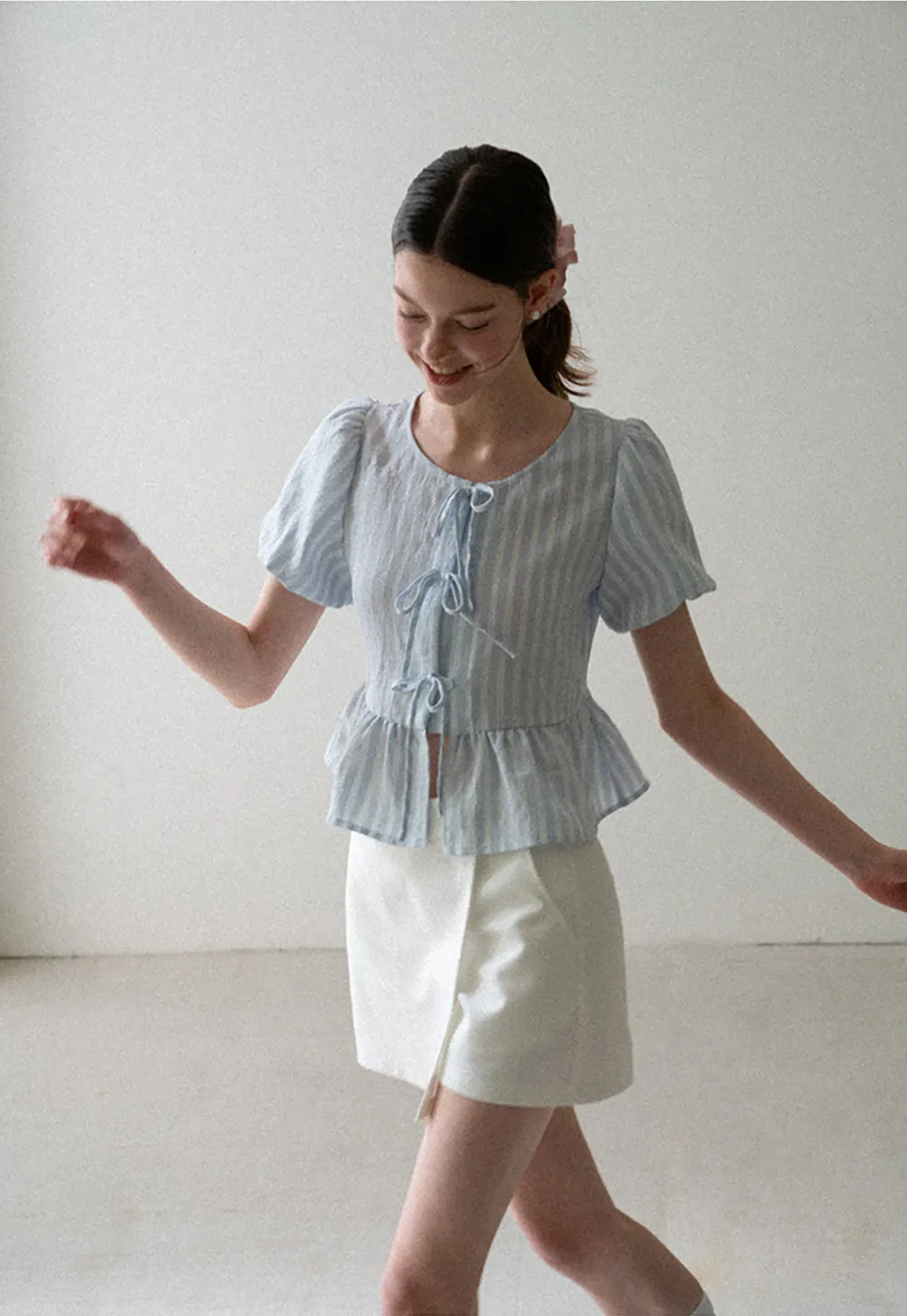 Puff Sleeve Ruched Front Shirt