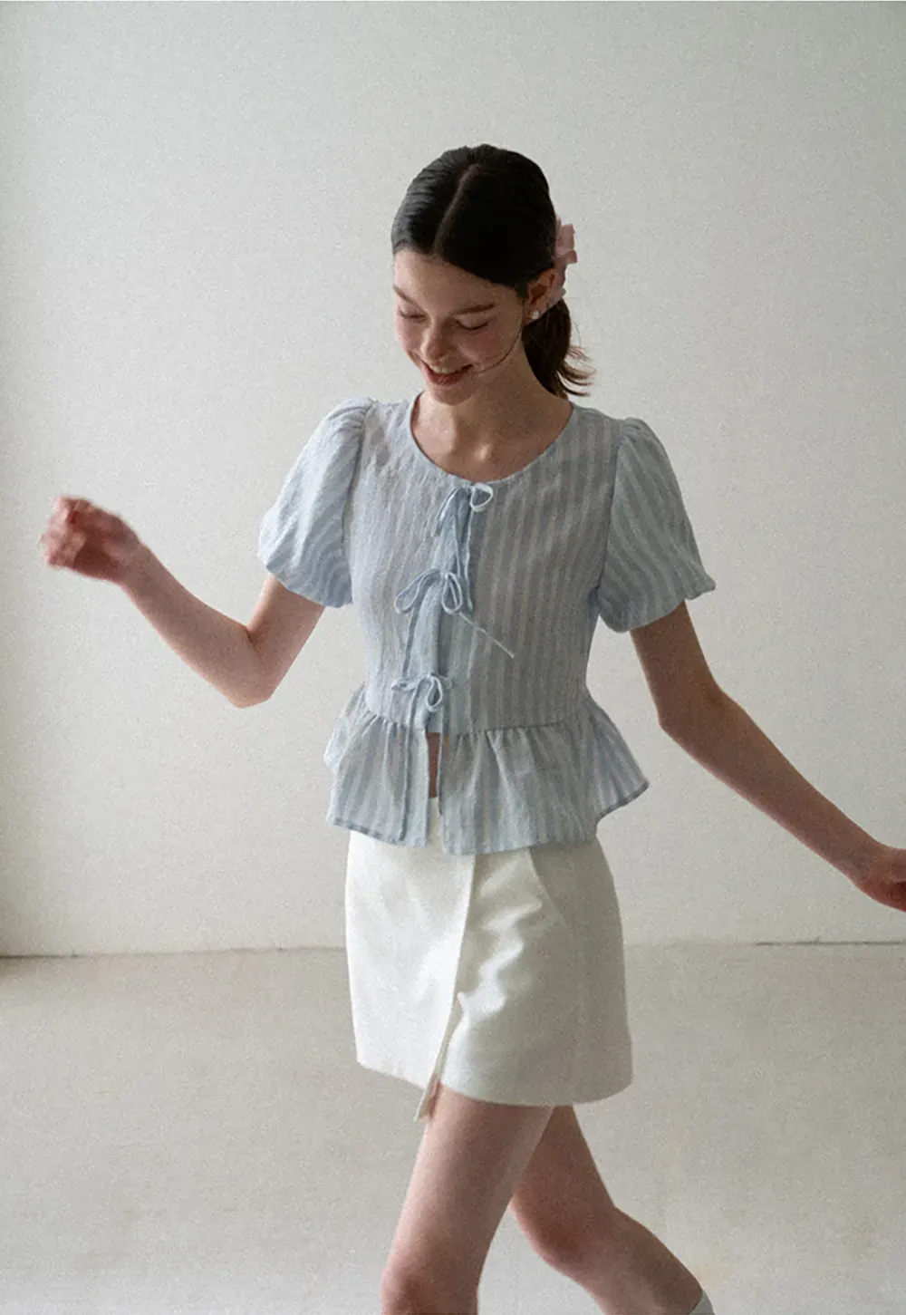 Puff Sleeve Ruched Front Shirt