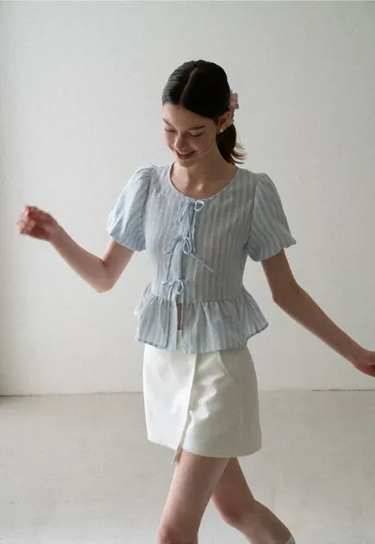 Puff Sleeve Ruched Front Shirt