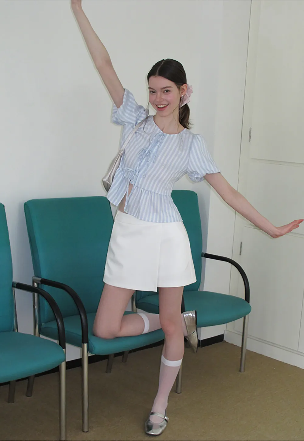 Puff Sleeve Ruched Front Shirt