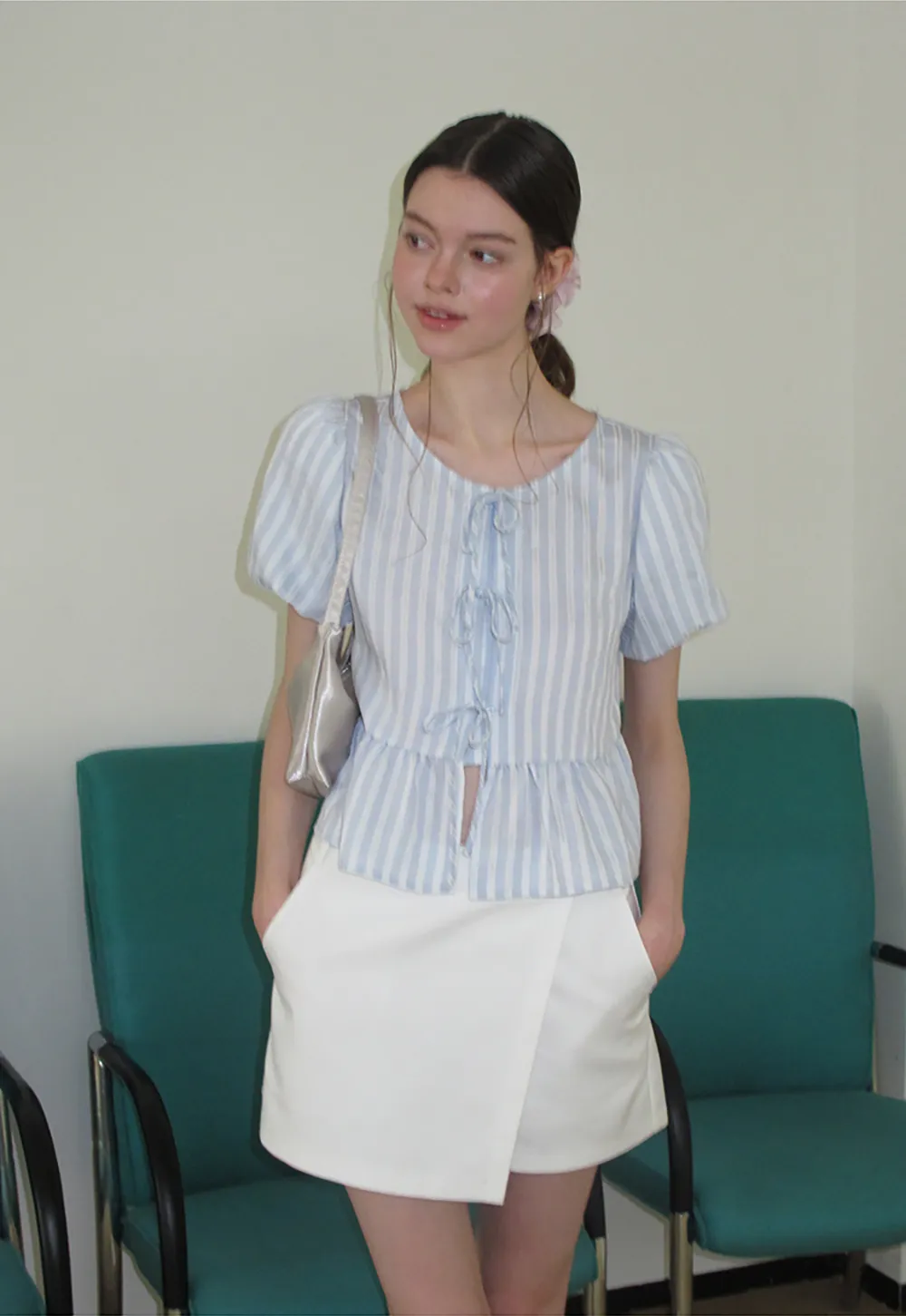 Puff Sleeve Ruched Front Shirt