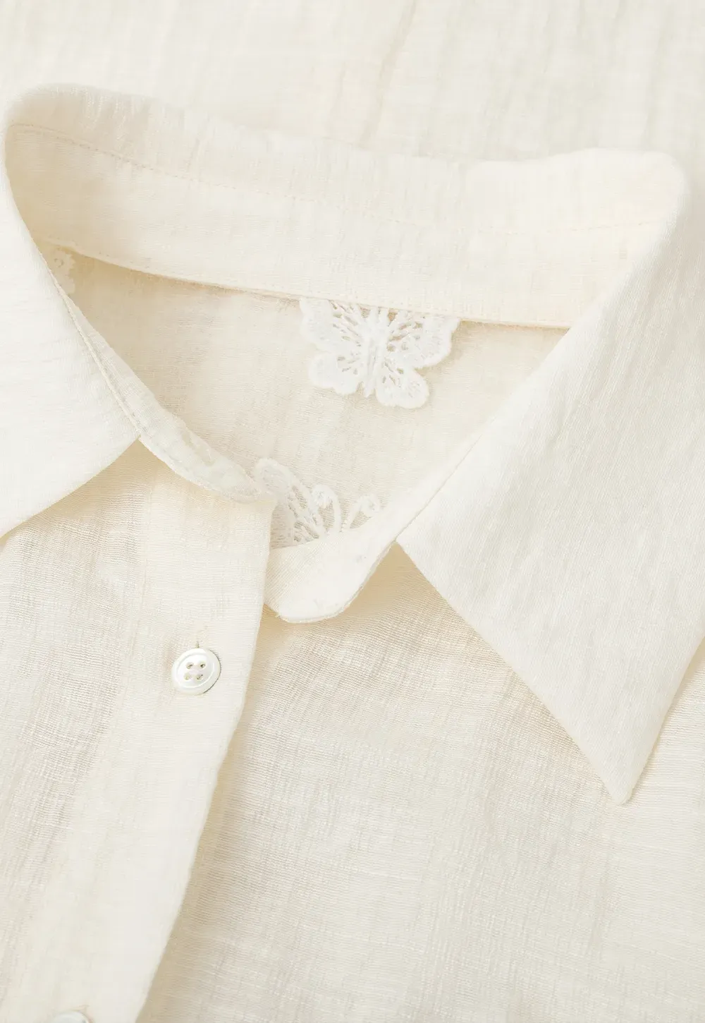 Lace Trim Collar Oversized Shirt