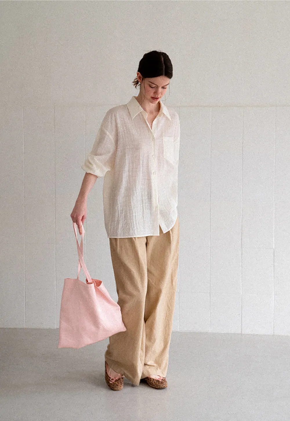Lace Trim Collar Oversized Shirt