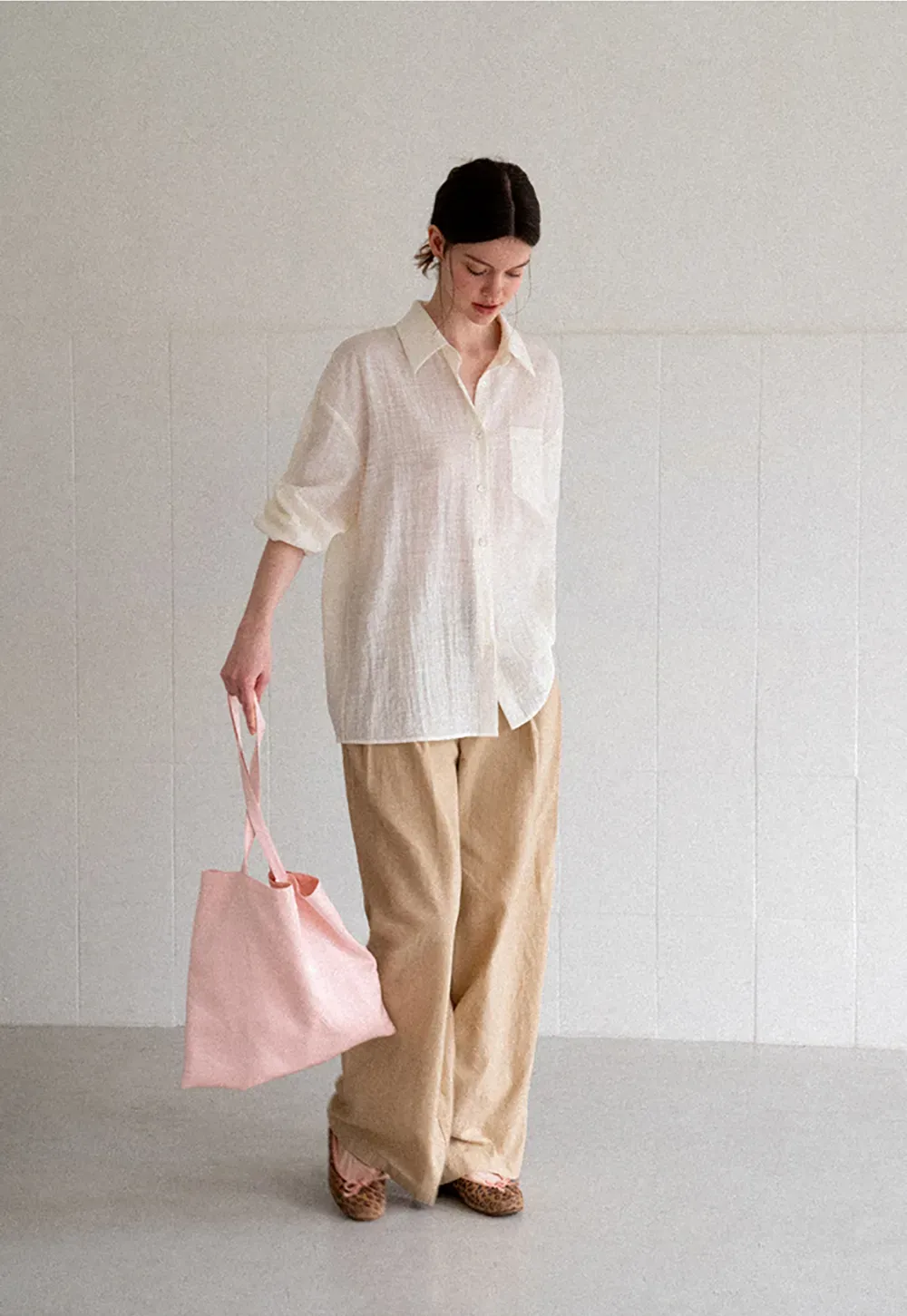 Lace Trim Collar Oversized Shirt