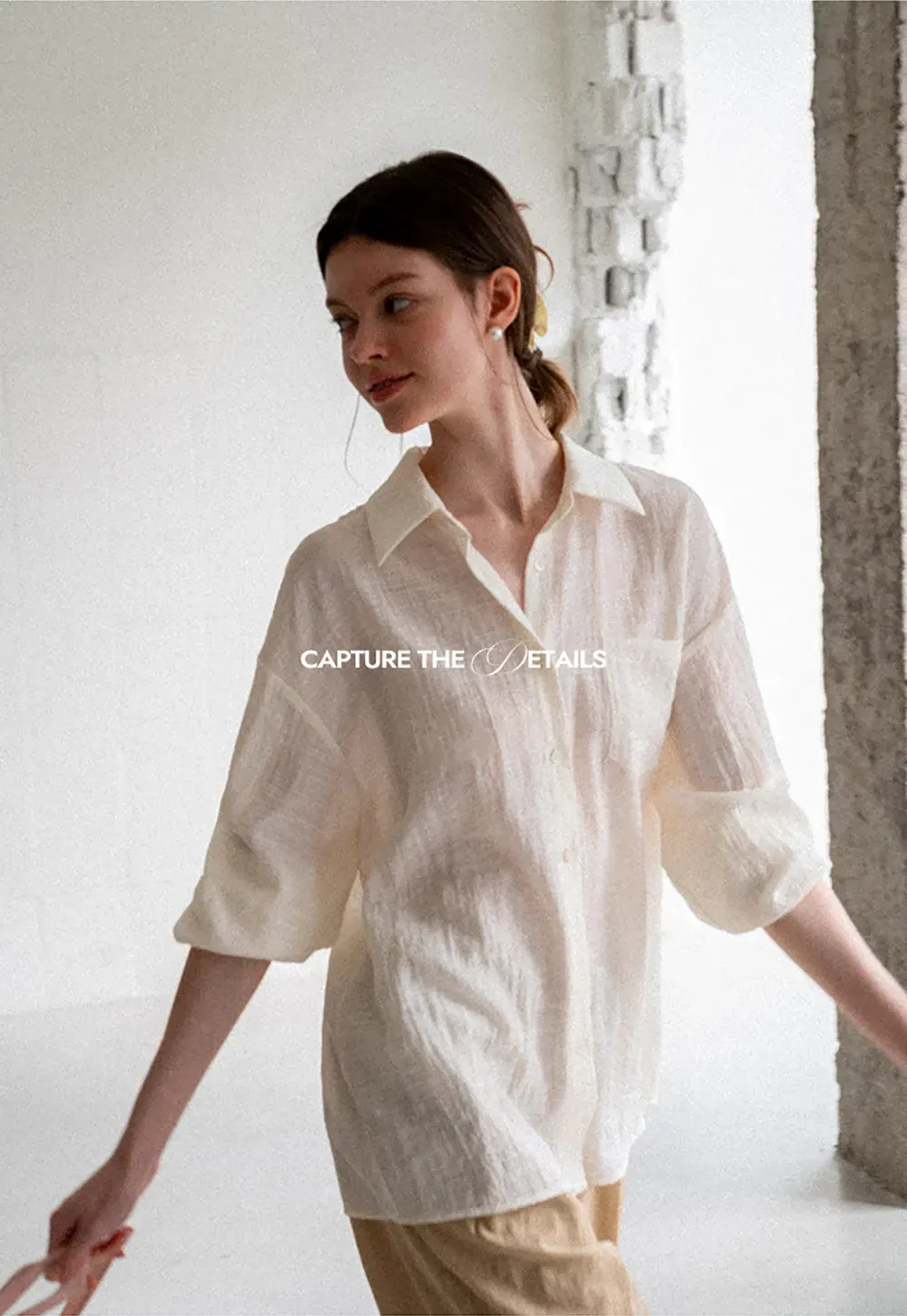 Lace Trim Collar Oversized Shirt