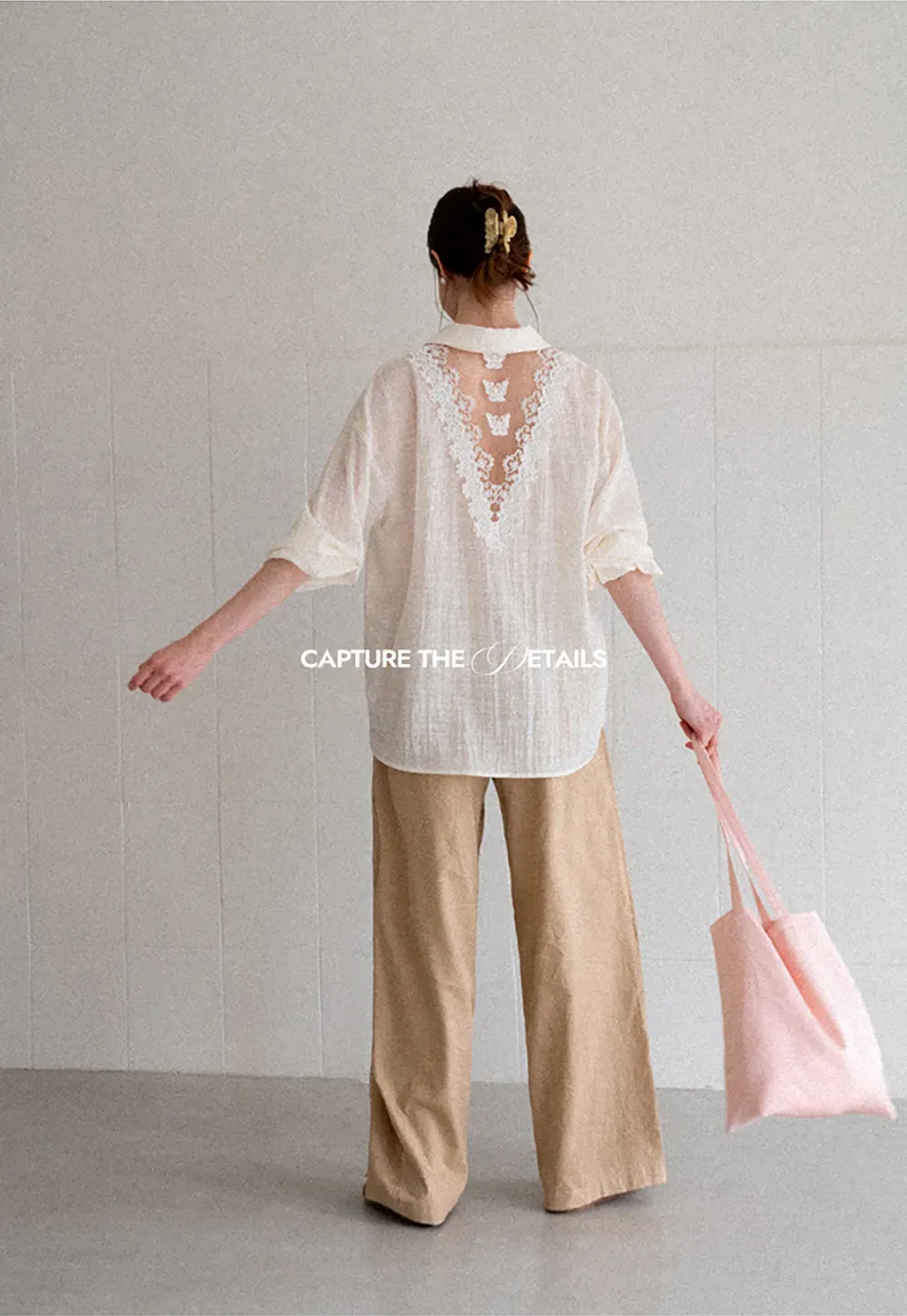Lace Trim Collar Oversized Shirt