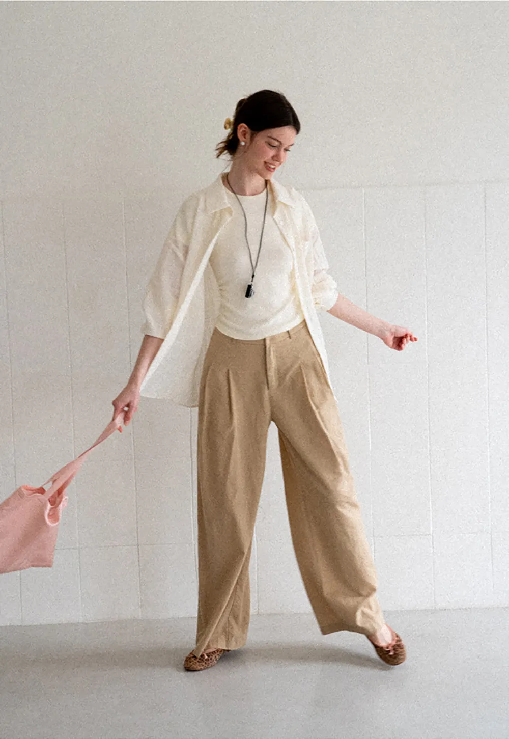 Lace Trim Collar Oversized Shirt