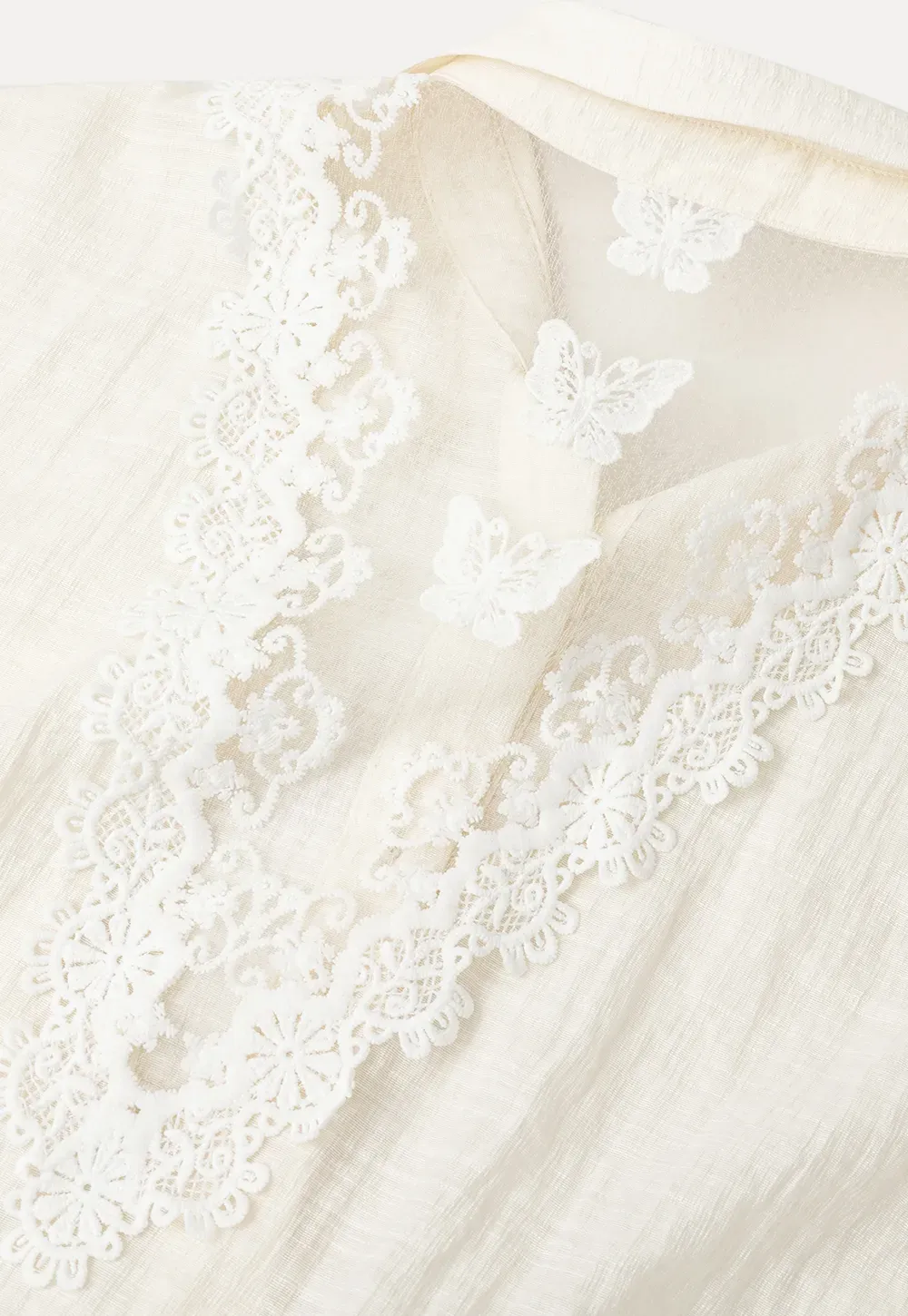 Lace Trim Collar Oversized Shirt