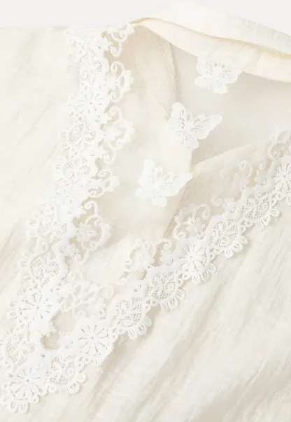 Lace Trim Collar Oversized Shirt