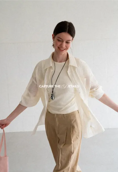 Lace Trim Collar Oversized Shirt