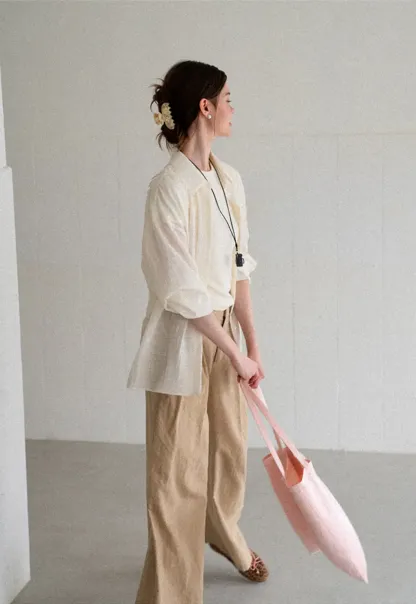 Lace Trim Collar Oversized Shirt