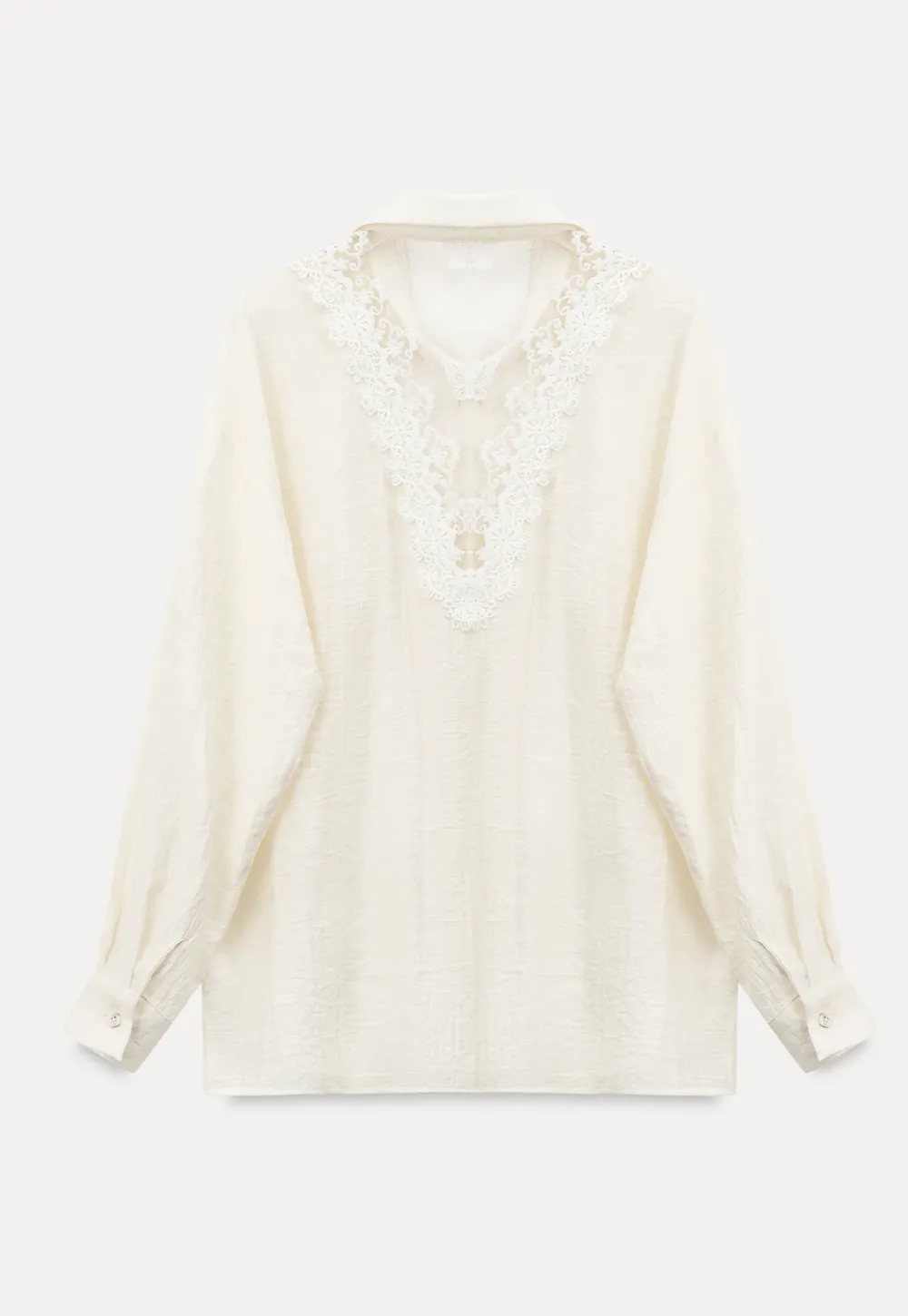 Lace Trim Collar Oversized Shirt