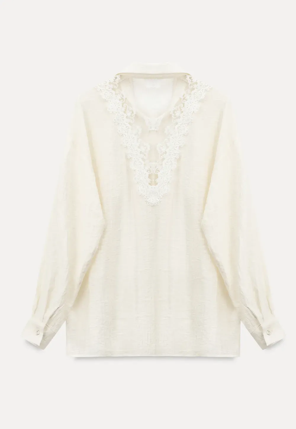 Lace Trim Collar Oversized Shirt