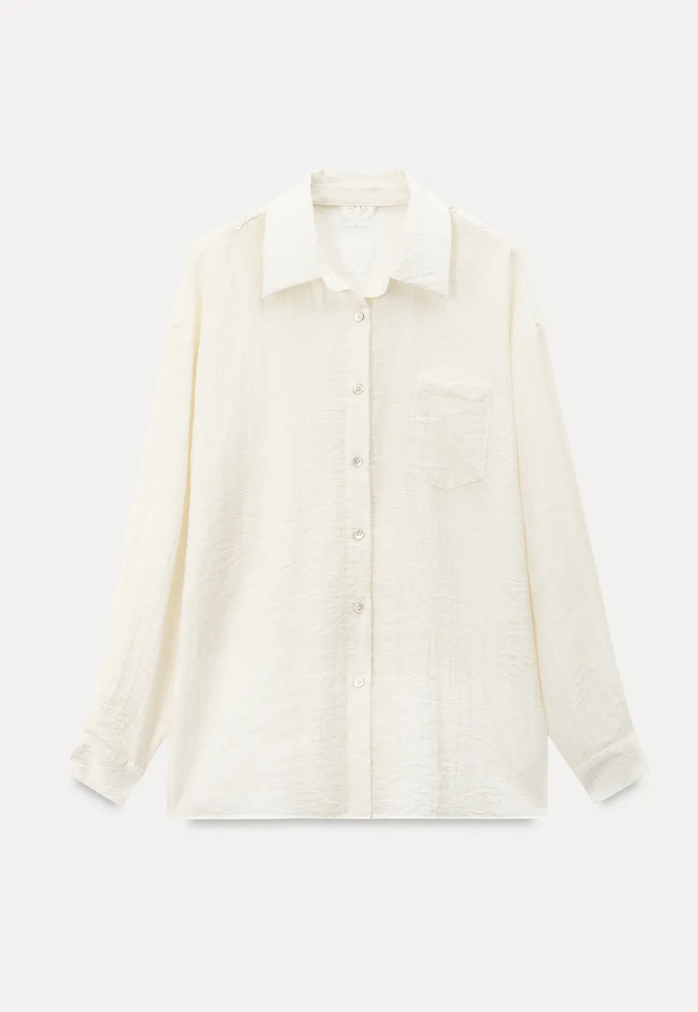 Lace Trim Collar Oversized Shirt