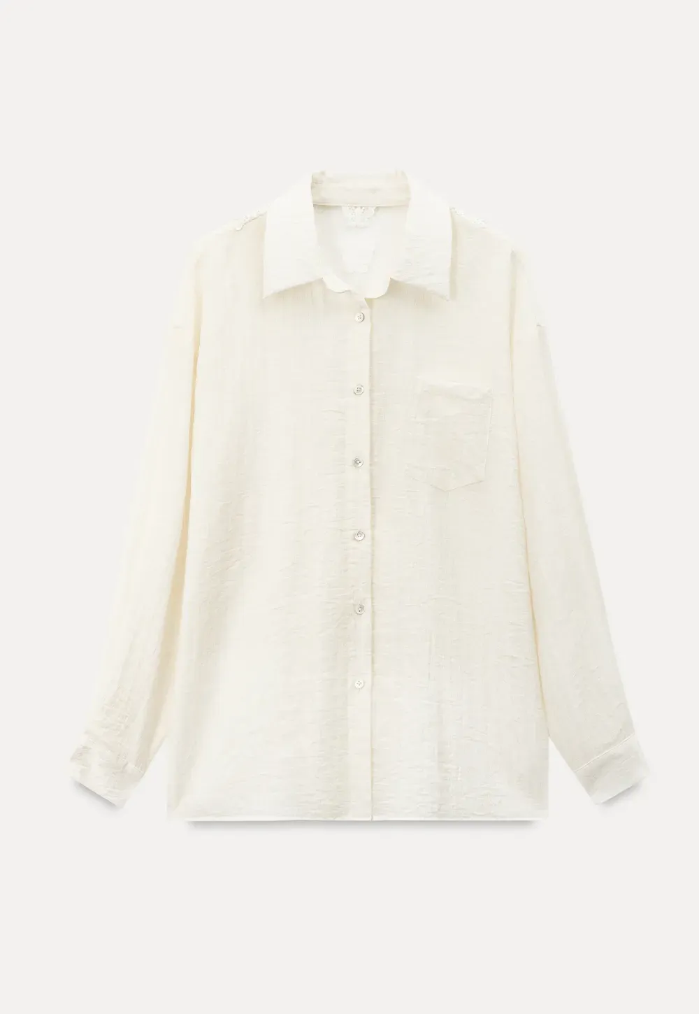 Lace Trim Collar Oversized Shirt
