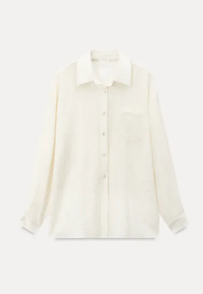 Lace Trim Collar Oversized Shirt