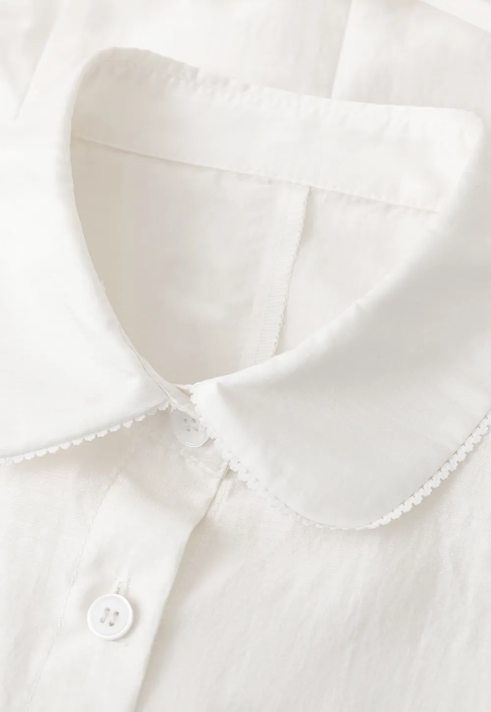 Short Sleeve Button Up Shirt with Collar and Puffed Sleeves