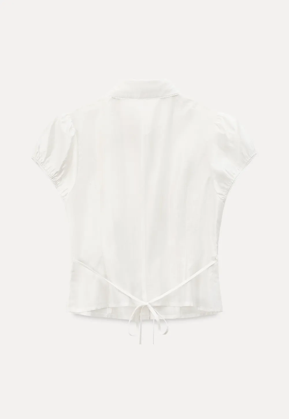 Short Sleeve Button Up Shirt with Collar and Puffed Sleeves