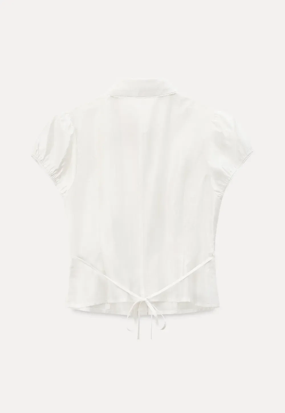 Short Sleeve Button Up Shirt with Collar and Puffed Sleeves