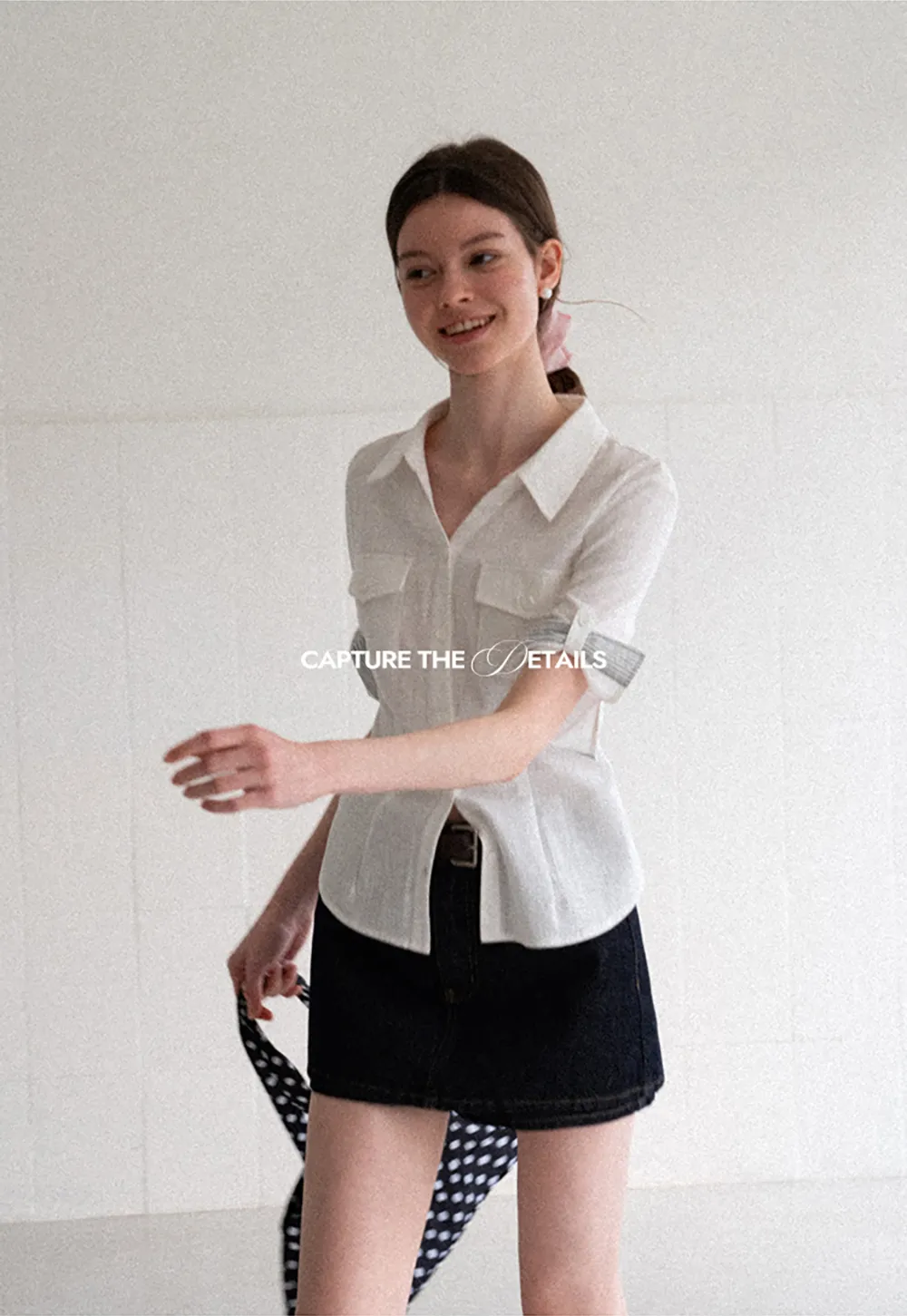 Cuffed Sleeve Button Down Shirt with Chest Pockets
