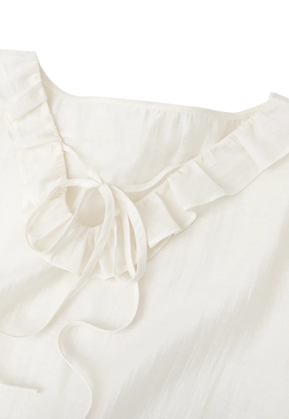 Ruffled Collar Lace Trim Long Sleeve Shirt