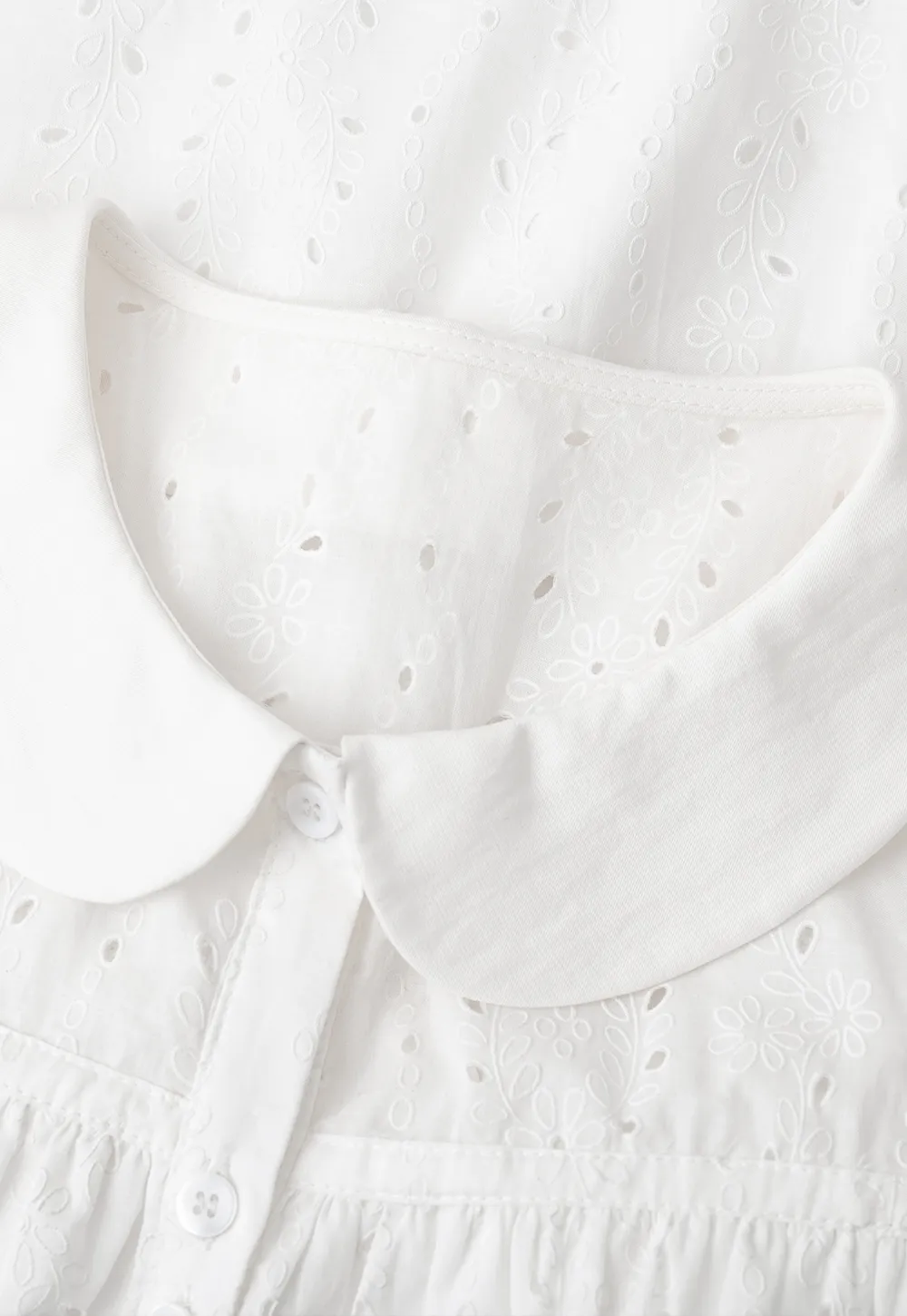 Eyelet Lace Peter Pan Collar Short Sleeve Shirt