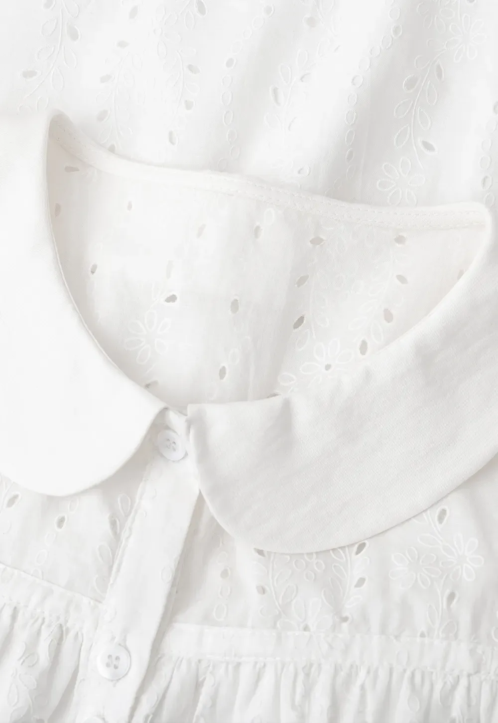 Eyelet Lace Peter Pan Collar Short Sleeve Shirt