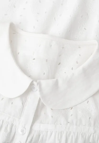 Eyelet Lace Peter Pan Collar Short Sleeve Shirt