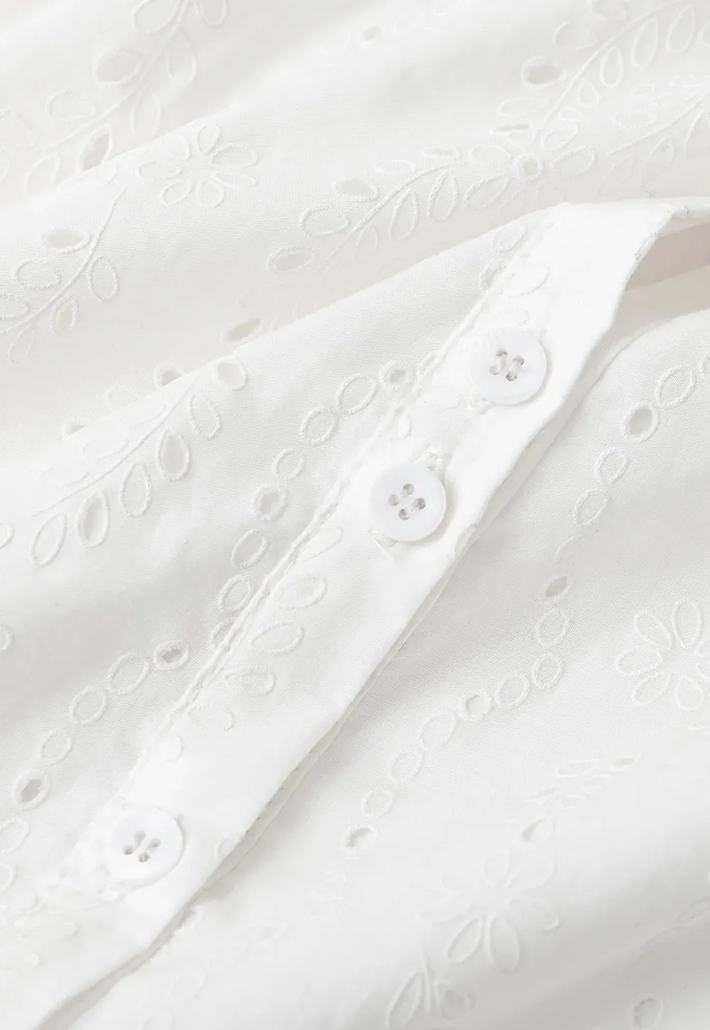 Eyelet Lace Peter Pan Collar Short Sleeve Shirt