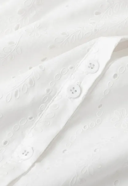 Eyelet Lace Peter Pan Collar Short Sleeve Shirt