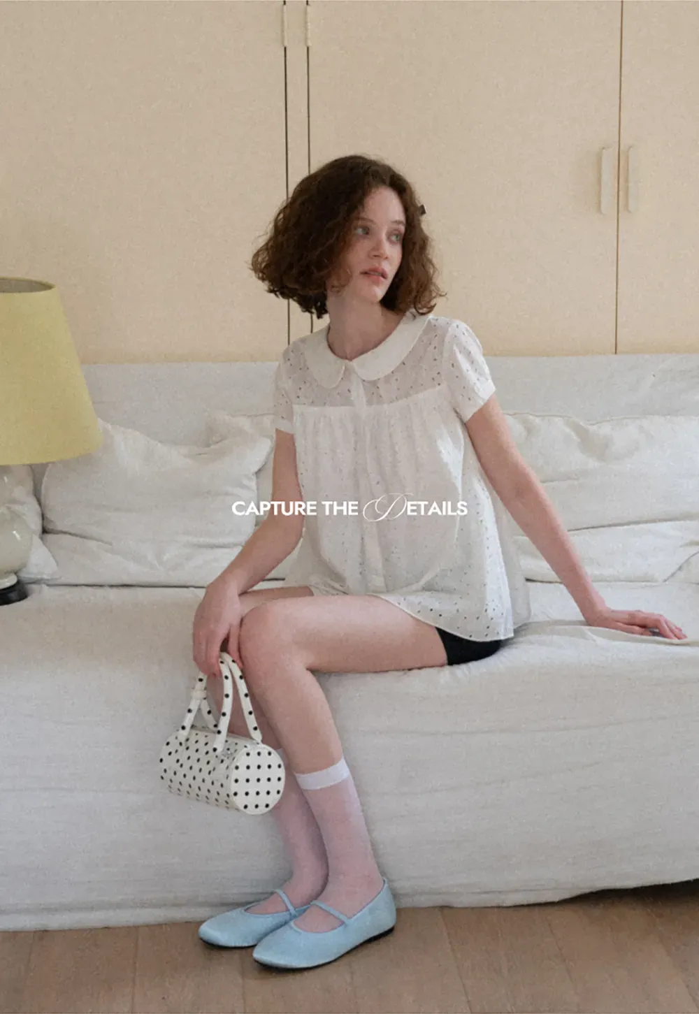 Eyelet Lace Peter Pan Collar Short Sleeve Shirt