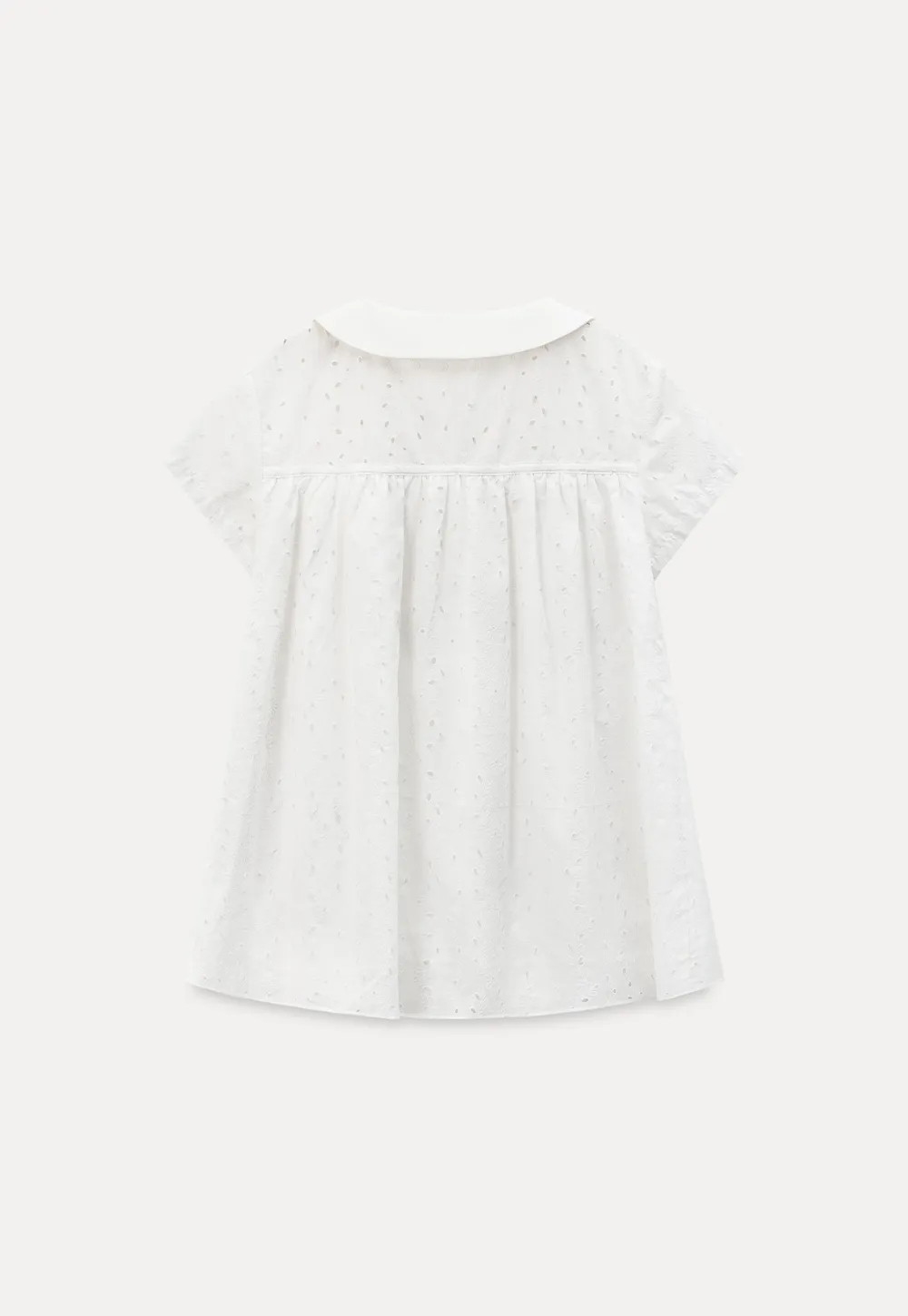 Eyelet Lace Peter Pan Collar Short Sleeve Shirt