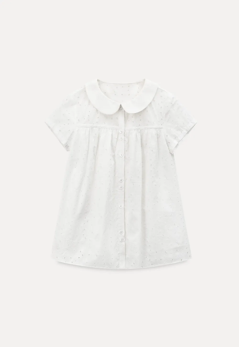 Eyelet Lace Peter Pan Collar Short Sleeve Shirt