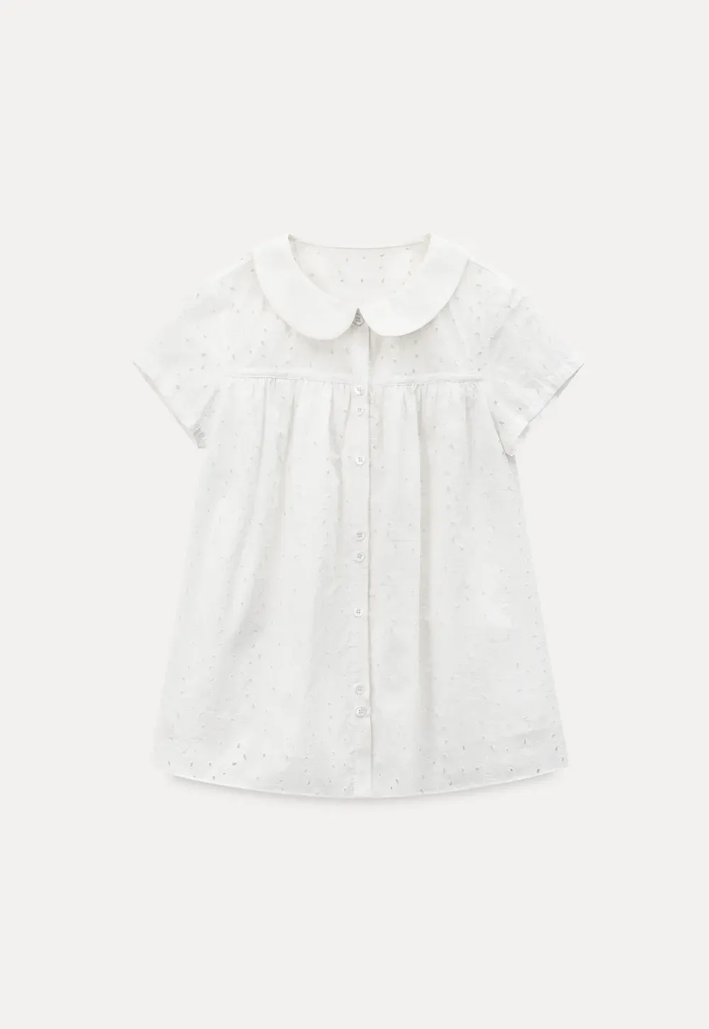 Eyelet Lace Peter Pan Collar Short Sleeve Shirt