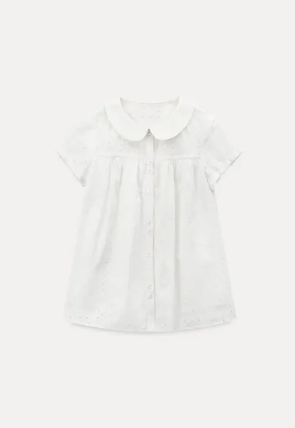Eyelet Lace Peter Pan Collar Short Sleeve Shirt