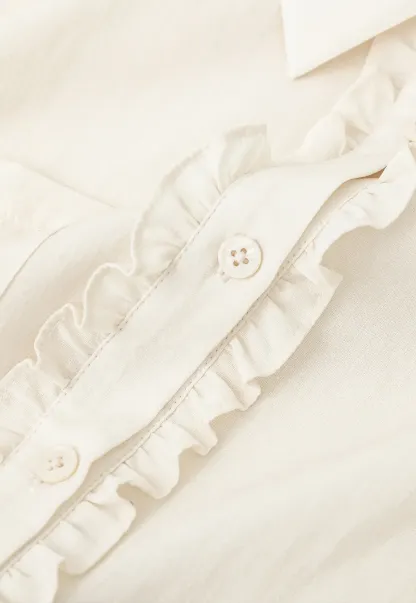 Ruffled Front Short Sleeve Collared Shirt