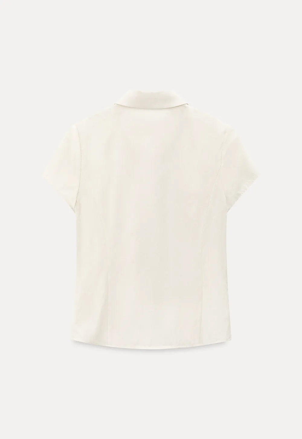 Ruffled Front Short Sleeve Collared Shirt