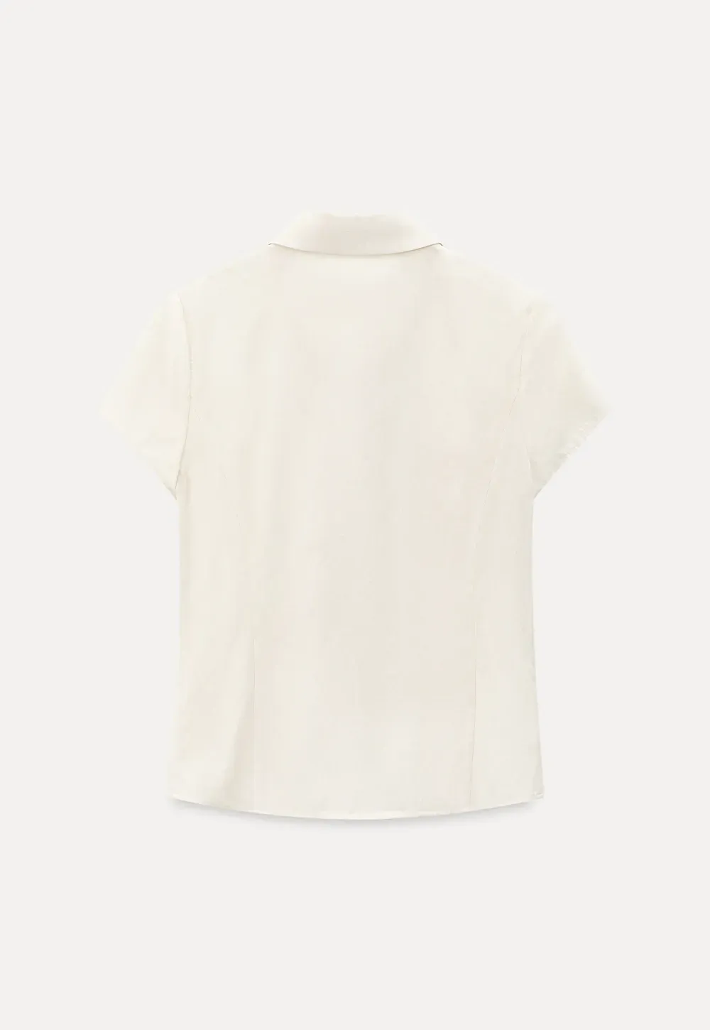 Ruffled Front Short Sleeve Collared Shirt
